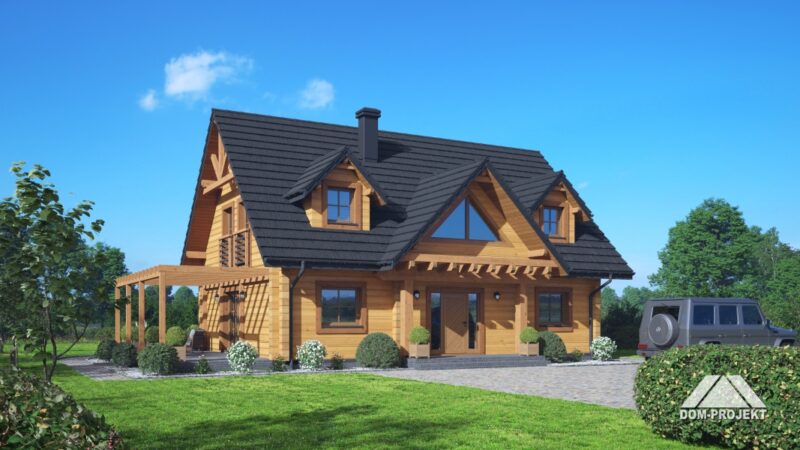 Blockbohlenhaus mit Gaube SH1815
